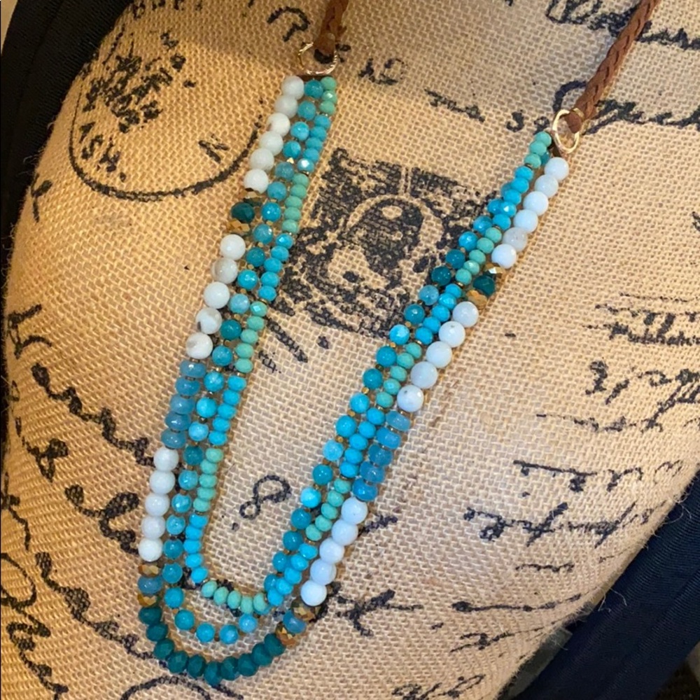 NWOT beaded leather Necklace
